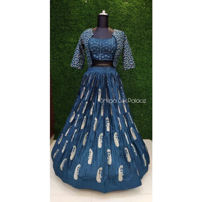 Sky Blue Wedding Wear Blue Lehenga Choli With Shrug, Packaging Type: Packet  at best price in Delhi